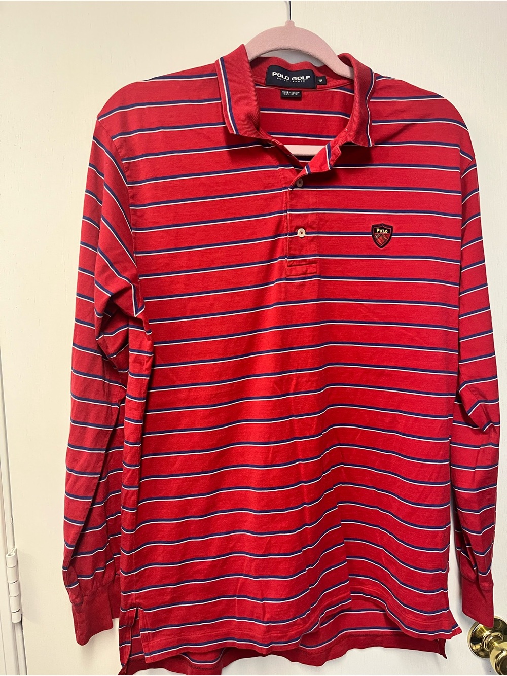 Polo Golf Ralph Lauren Red Striped Long Sleeve Polo